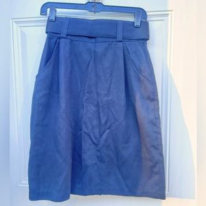 Vintage 70s Black High Waisted Pencil Skirt • Union Made ILGWU •Wide Band Belt•